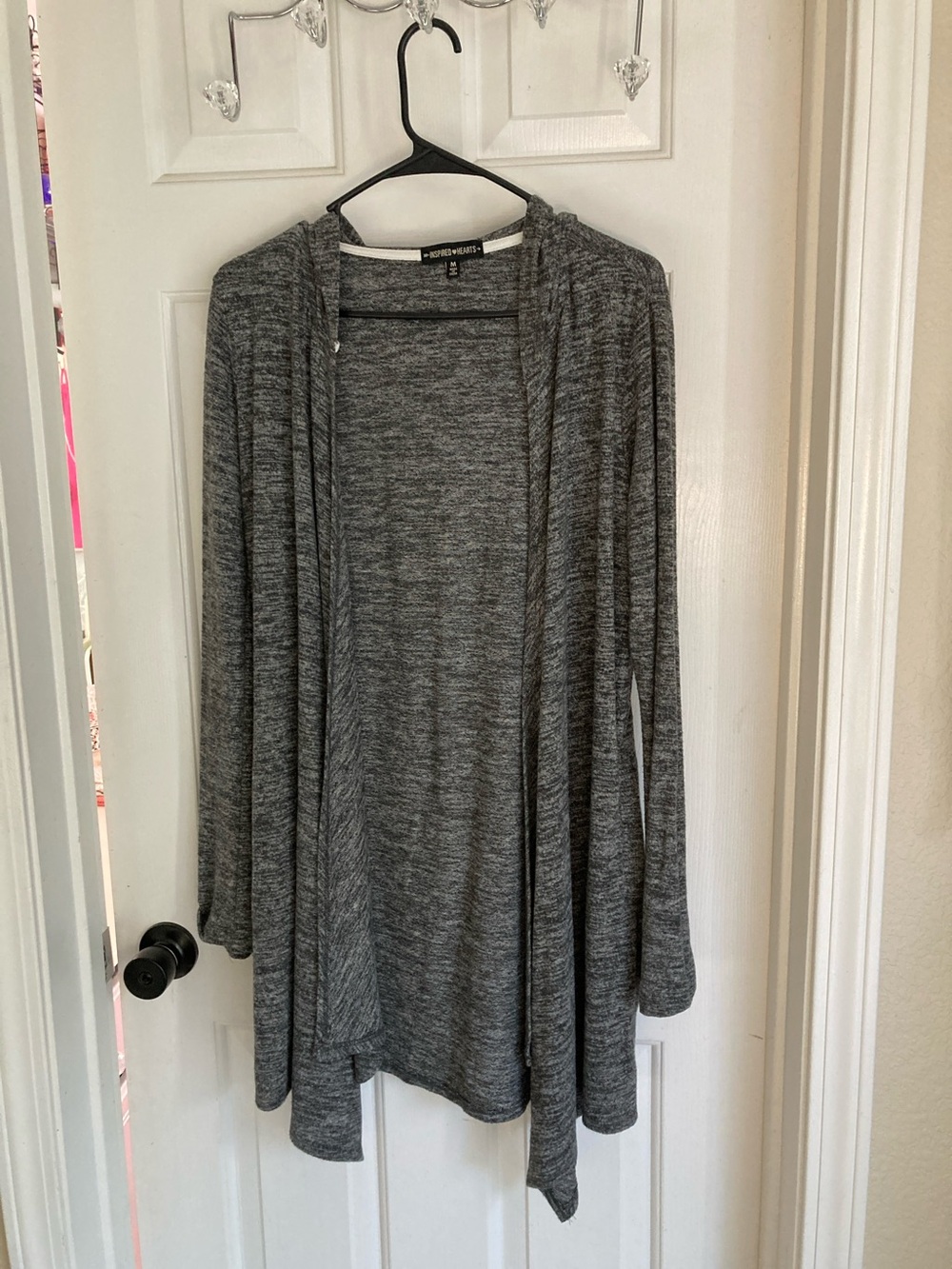 Inspired Hearts Open-Front Draped Cardigan - Heather Gray